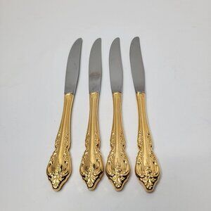 Oneida Community Golden Brahms Gold Electroplate Flatware Set of 4 Knives